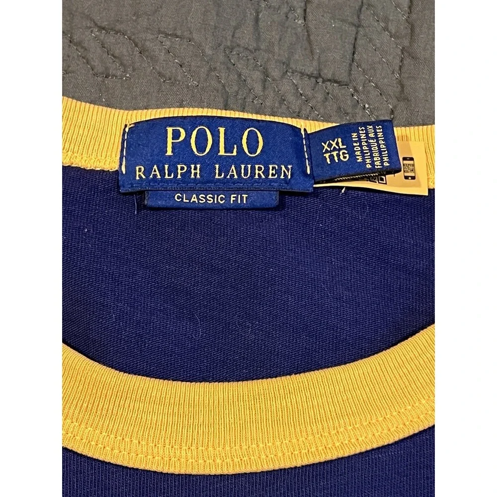 Polo Rl‎ Men's Crewneck Sports T Shirt 2xl TTG Blue And Yellow